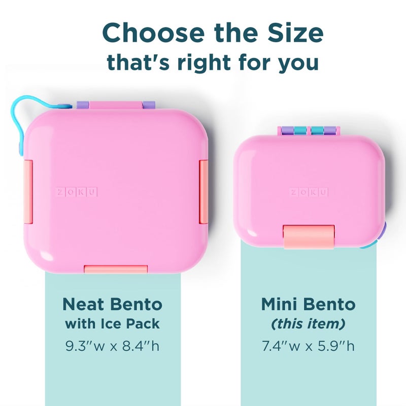 ZOKU - Mini Bento Box for Kids, Stackable, Lightweight, Leakproof, for Children, Kid Friendly Latch, Easy to Clean (Bento Jr) (Pink) - Image 4